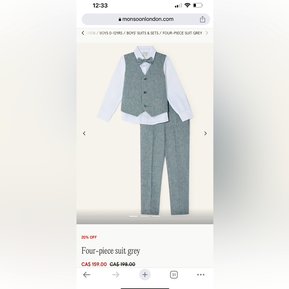 4 pieces boys suit